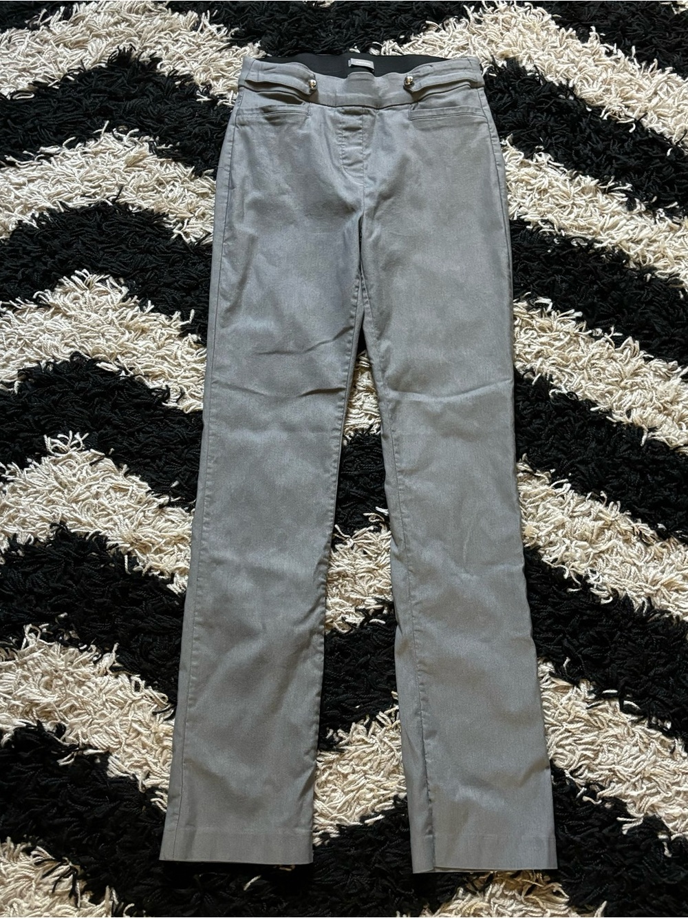 Maurices Elastic Waist Grey Slim Straight Leg Business Casual Pants